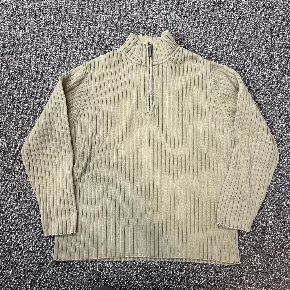 Men's Covington Size 2xl 100% Cotton Quarter Zip Pullover Sweater Tan Ribbed